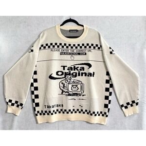 TAKA Original Men Moody Bob Pullover Jumper Sweater Sz XL Ivory Black 3-23